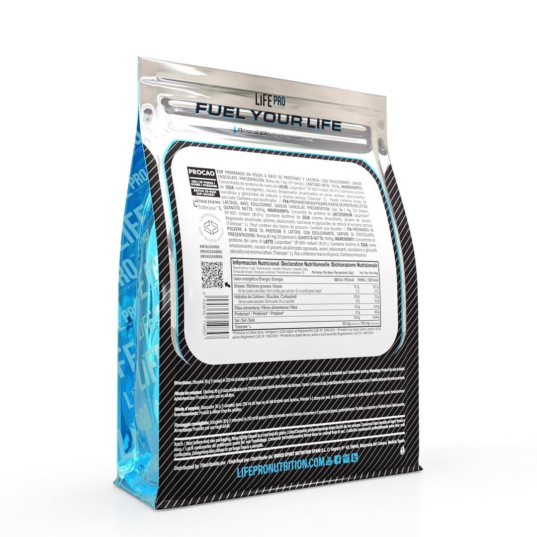 Life Pro Whey 1Kg | Alimento Deportivo, 78% Proteína Concentrado de Suero, Protege Tejidos, Anticatabolismo, Crecimiento Muscular y Facilita la Recuperación (1 kg, BAG VANILLA ICE CREAM) — view 3