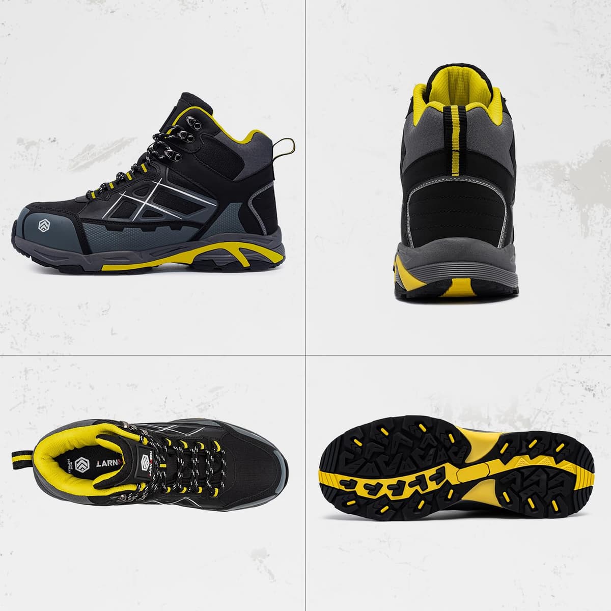 LARNMERN Zapatos de Seguridad Hombre Antiestático Punta de Acero SRC Antideslizante Transpirable Comodos Zapatillas Pies Anchos Cordones Trabajo — view 6