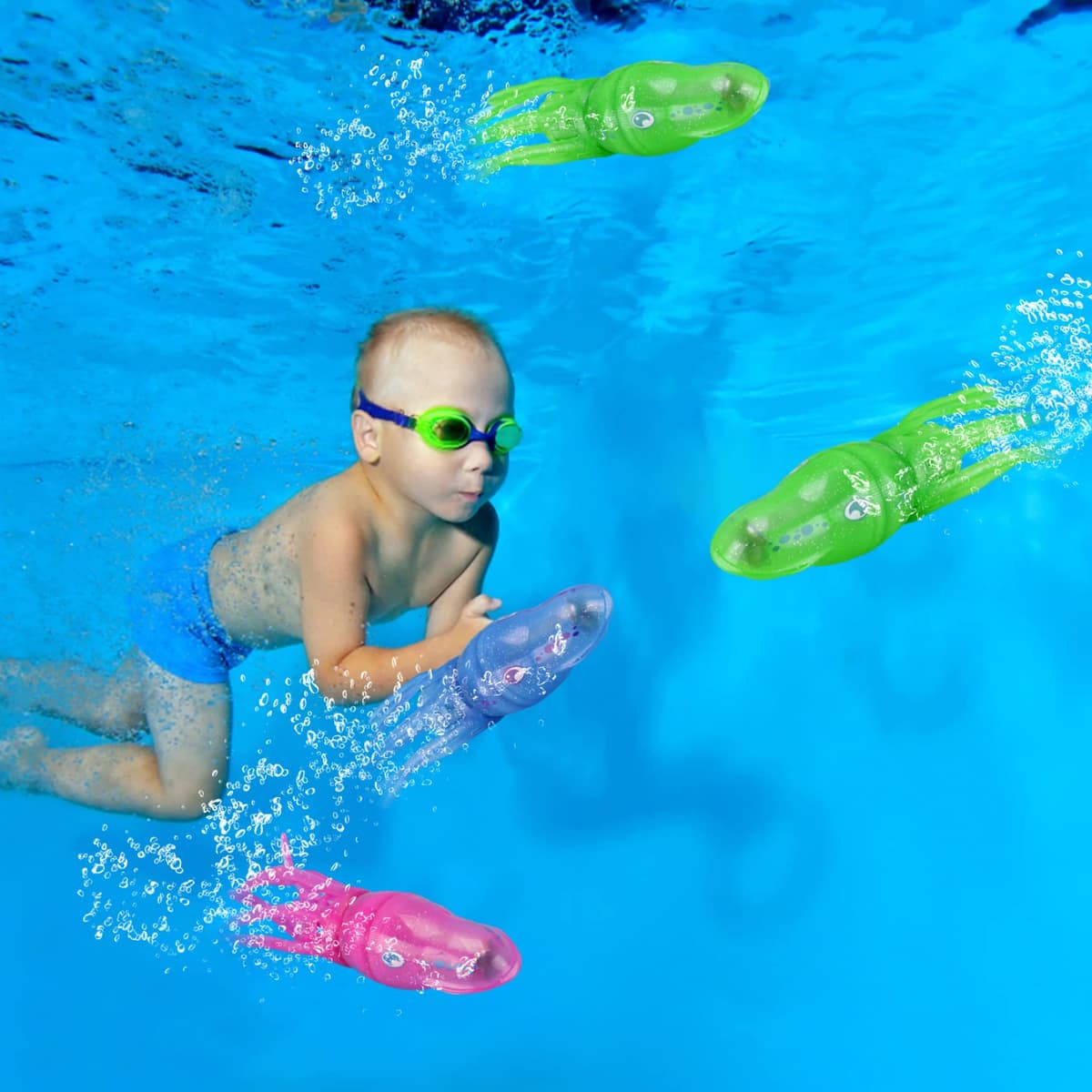 Kids Diving Bath Toy, Electric Octopus Squid Swimming Pool Water Play Toy for Children, Red — view 5