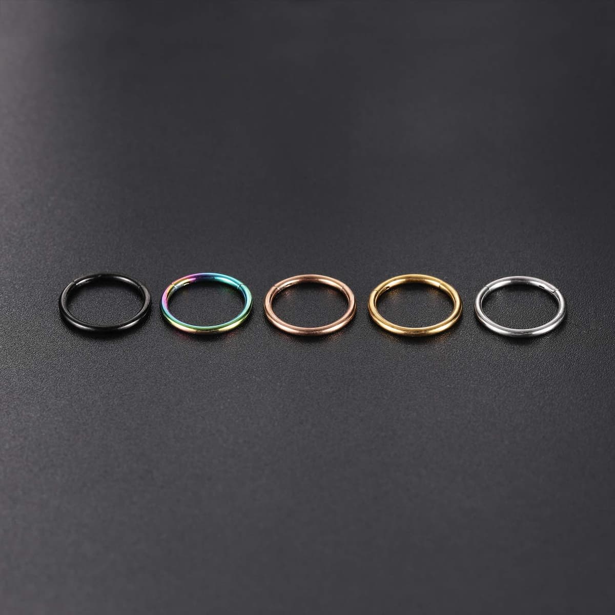AROWRO 316L Surgical Steel Hinged Nose Rings Hoop 20G 18G 16G 14G 12G 10G 8G 6G 4G Seamless Piercing Rings for Nose Septum Cartilage Helix Tragus Conch Rook Daith Lobe Diameter 6mm to 14mm — view 2