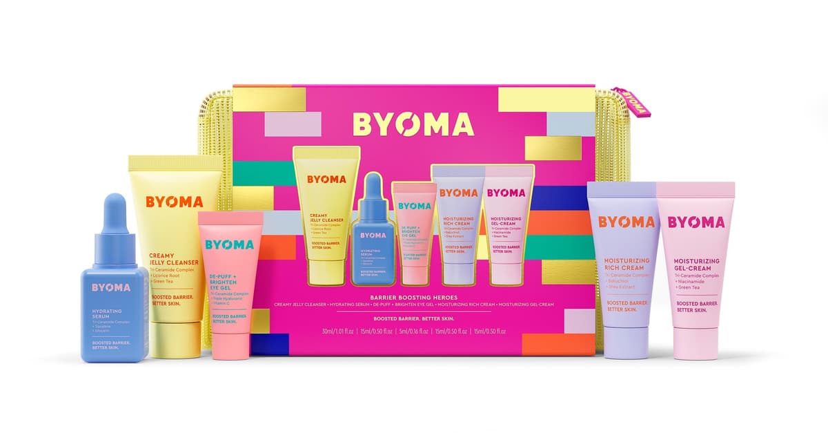 BYOMA Universal Skincare Heroes (5-Piece Kit) - Skincare Gift Set with Jelly Cleanser, Milky Toner, Hydrating Serum, Gel Cream & SPF 50 - Skin Barrier Repair Gift Set with Makeup Bag — view 11