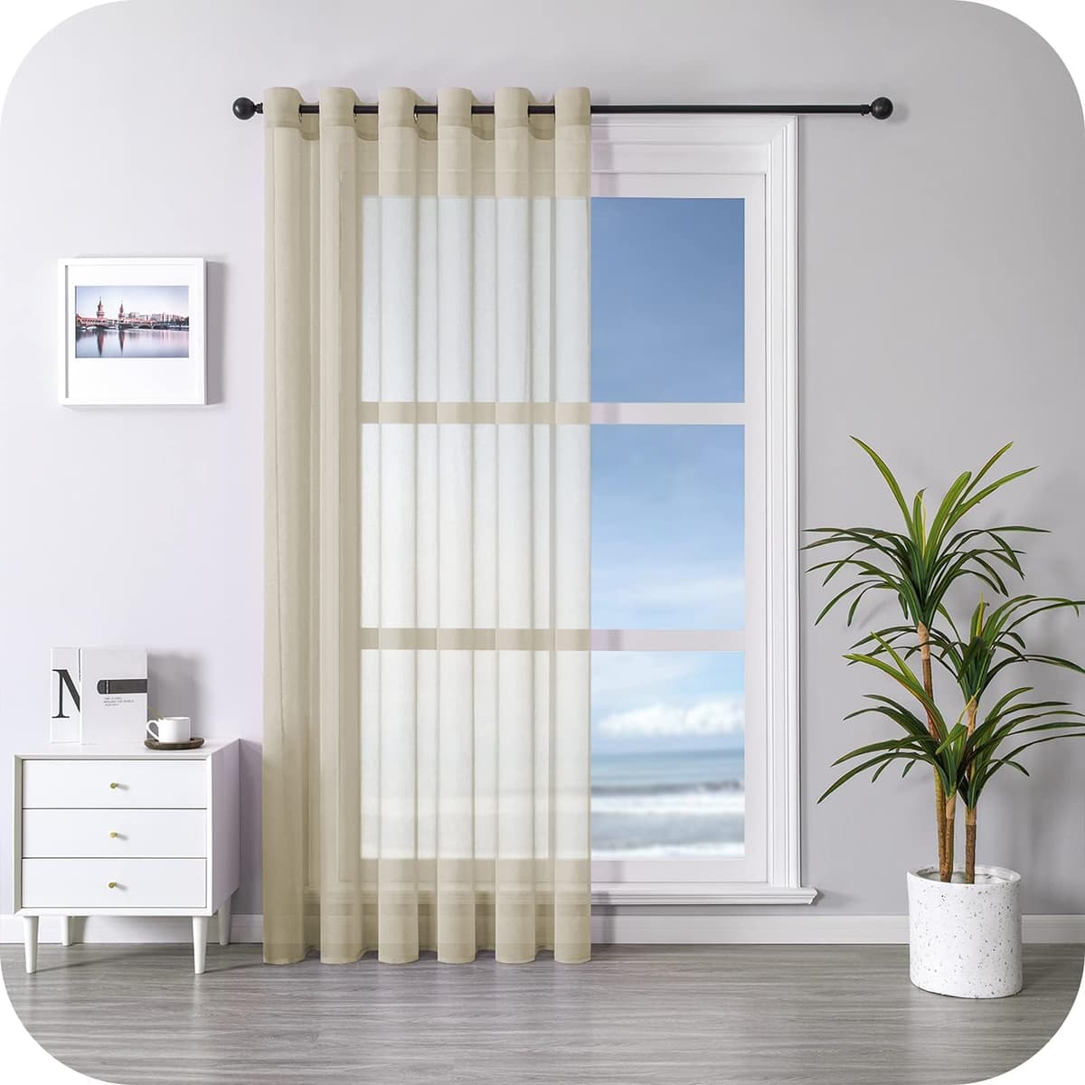 MRTREES Cortina para Ventana Dormitorio Translúcidas Visillos Paneles para Ventanas Sala para Niños Sala Comedor 2 Piezas 140×245cm Blanco — view 56