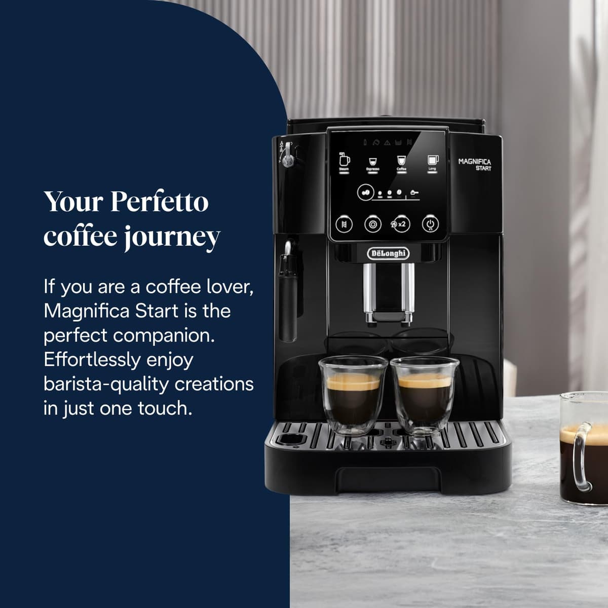 De'Longhi Magnifica ECAM222.20.B, Automatic Coffee Machine with Milk Nozzle, Bean to Cup Espresso Machine with 4 One-Touch Recipes, Soft-Touch Control Panel, 1450W, Black — view 2