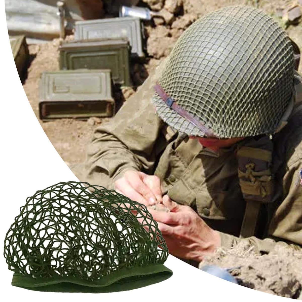 Casco de red de malla | Cabeza de red de camuflaje - Diseño de malla densa | Casco de camuflaje de utilería, cubierta con banda elástica para cascos militares, funda para cascos de airsoft — view 5