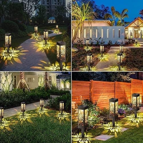 LETMY Solar Lights Outdoor, IP65 Waterproof Solar Pathway Lights Outdoor, Auto On/Off Solar Garden Lights Landscape Lighting for Driveway Patio Yard Lawn Walkway Garden Decor, 6 Pack — view 5