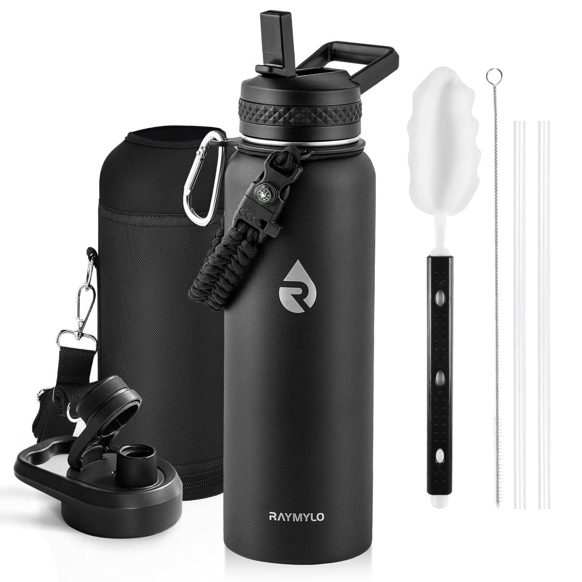 RAYMYLO One Gallon Water Bottle Insulated, Triple Walled Vacuum Stainless Steel (Cold for 48 Hrs), Leak Proof & Non-BPA, Large Water Flask Jug with Paracord Handle & Straw Spout Lids — view 41