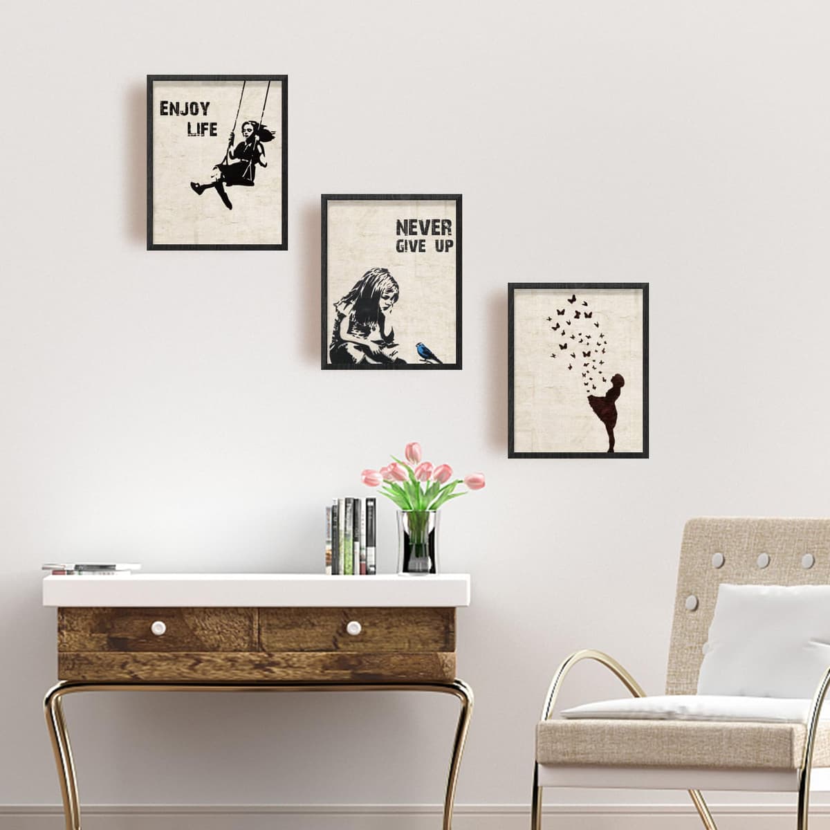 INFUNLY 9 Set Banksy Wall Art Prints Banksy Canvas Wall Art 8x10inch Unframed Panda Prints Banksy Posters Pictures Graffiti Street Wall Art Inspirational Quotes Art Wall Poster for Bedroom Living Room — view 5