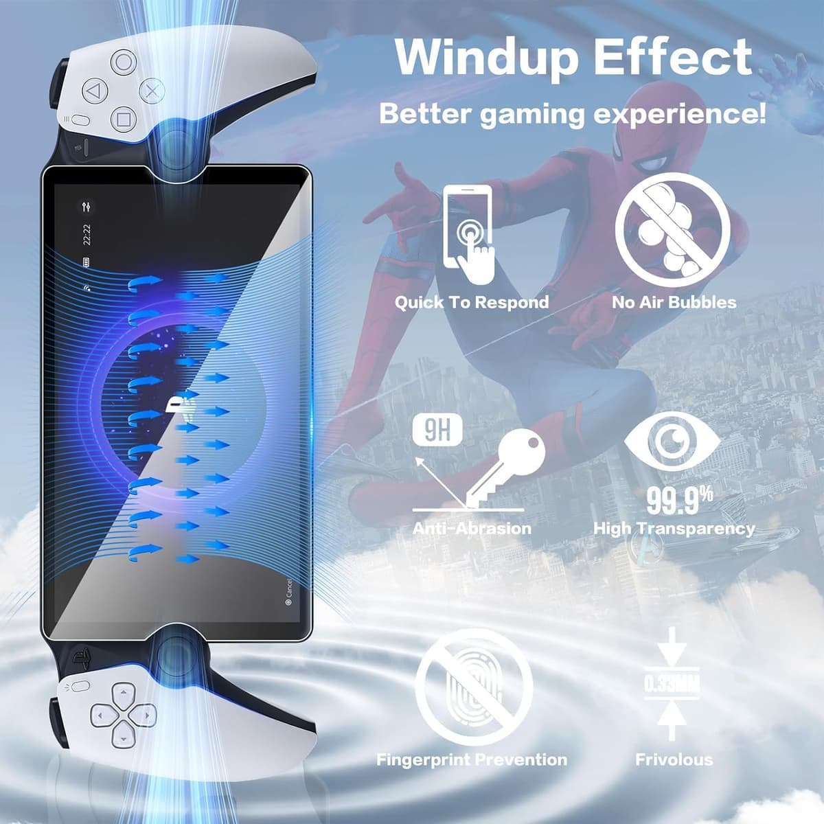IBETEK 3 Protector de Pantalla Vidrio Templado para Sony PS5 PlayStation Portal, Dureza 9H, Resistente a Arañazos y Huellas Dactilares — view 4