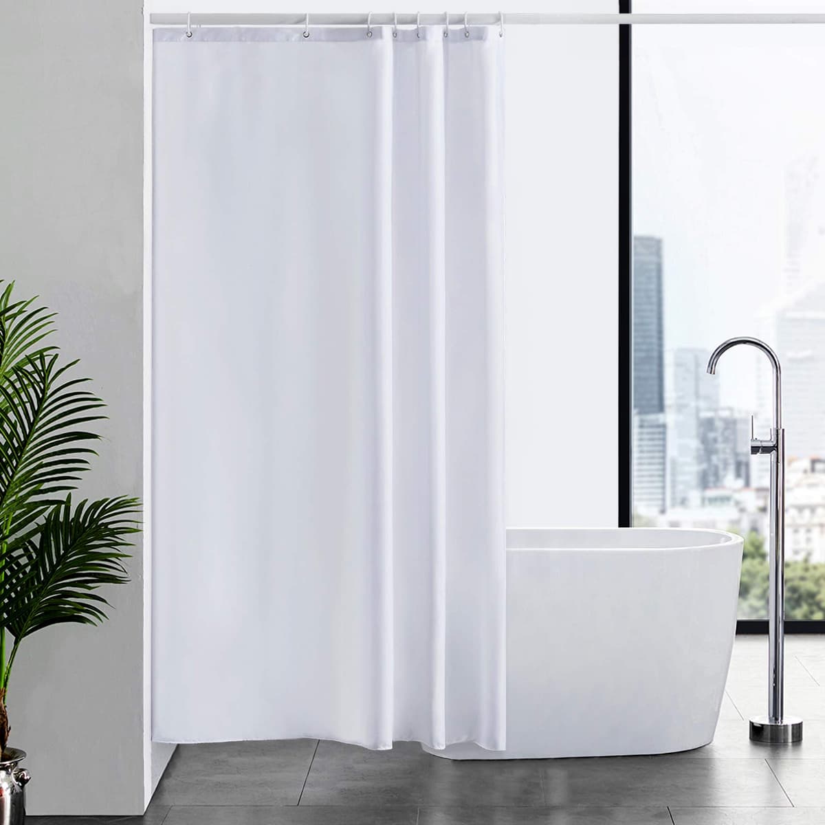 Furlinic Cortina Ducha 200x200cm Antimoho Impermeable Lavable Blanco Tela Poliéster Grandes Cortinas de Baño con 12 Aros de Cortina Ducha. — view 144