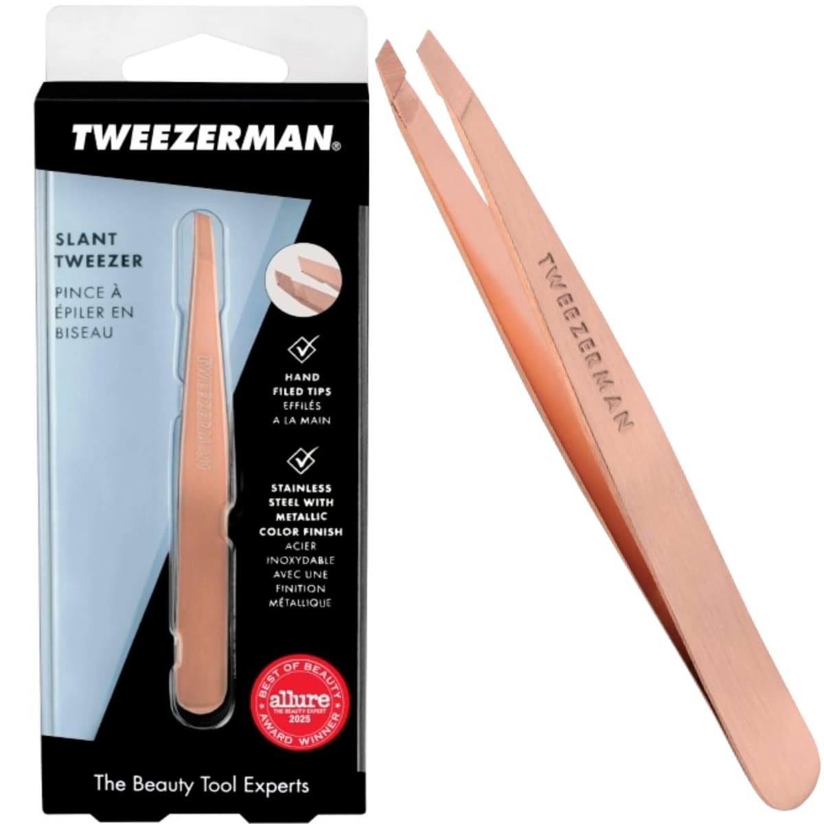 Tweezerman Slant Tweezer, Full Size, Professional Stainless Steel Precision Tweezers for Facial Hair and Eyebrows, (Pack of 1) — view 5