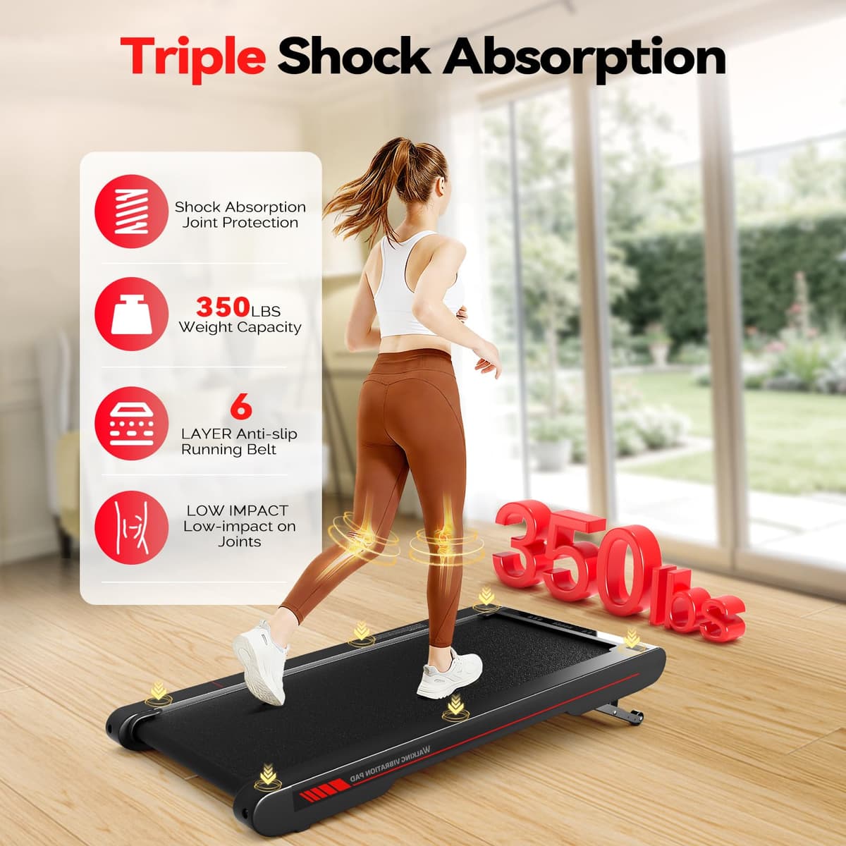 Sperax Walking Treadmill Pad with APP, 3 in 1 Under Desk Treadmill, 400W Low Noise Walking Vibration Pad with Remote Control,Portable Treadmills for Home Office — view 3