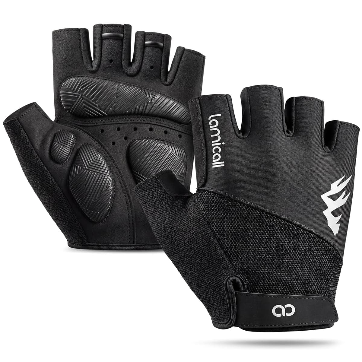 Lamicall Guantes de Ciclismo de Medio Dedo para Hombre y Mujer, Guantes de Gimnasio - [Amortiguador & Transpirable] Secado Rápido, Guantes MTB, Guantes de Verano para Bicicleta Montaña, Moto, Gimnasio