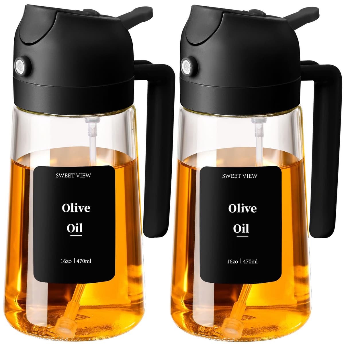 SWEET VIEW 470ml 2 en 1 Dispensador de Aceite y Pulverizador de Aceite, Vertedor Dispensador de Aceite de Oliva para, Cocina, Cocinar,Freidora de Aire,Ensalada, Barbacoa (Verde) — view 10