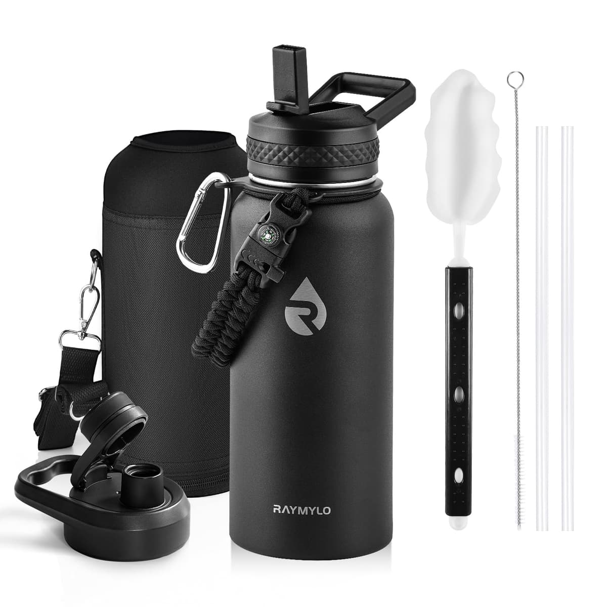 RAYMYLO One Gallon Water Bottle Insulated, Triple Walled Vacuum Stainless Steel (Cold for 48 Hrs), Leak Proof & Non-BPA, Large Water Flask Jug with Paracord Handle & Straw Spout Lids — view 56
