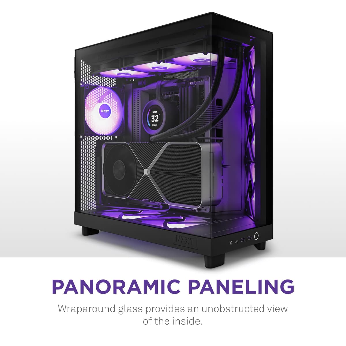 NZXT H6 Flow RGB | CC-H61FB-R1 | Compact Dual-Chamber Mid-Tower Airflow Case | Includes 3 x 120mm RGB Fans | Panoramic Glass Panels | High-Performance Airflow Panels | Cable Management | Black — view 2