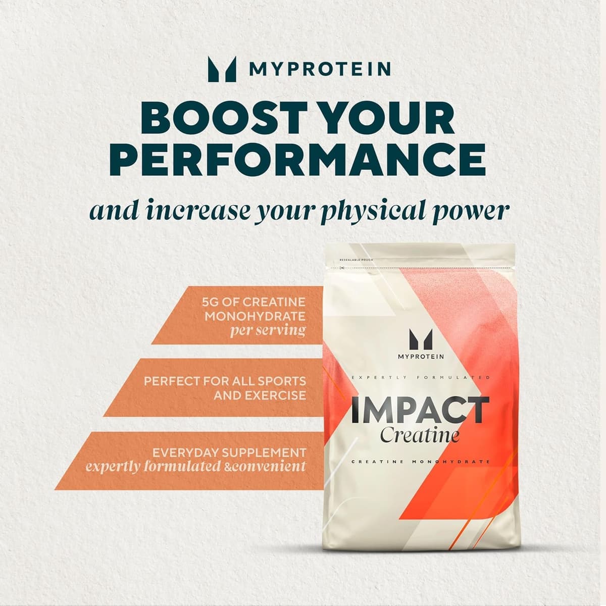 Myprotein Creatina Monohidrato en Polvo | 3g por Ración | Mejora el Rendimiento y la Potencia en Ejercicio de Alta Intensidad | Sin Sabor, Fácil de Mezclar | Bolsa Resellable de 250g — view 2