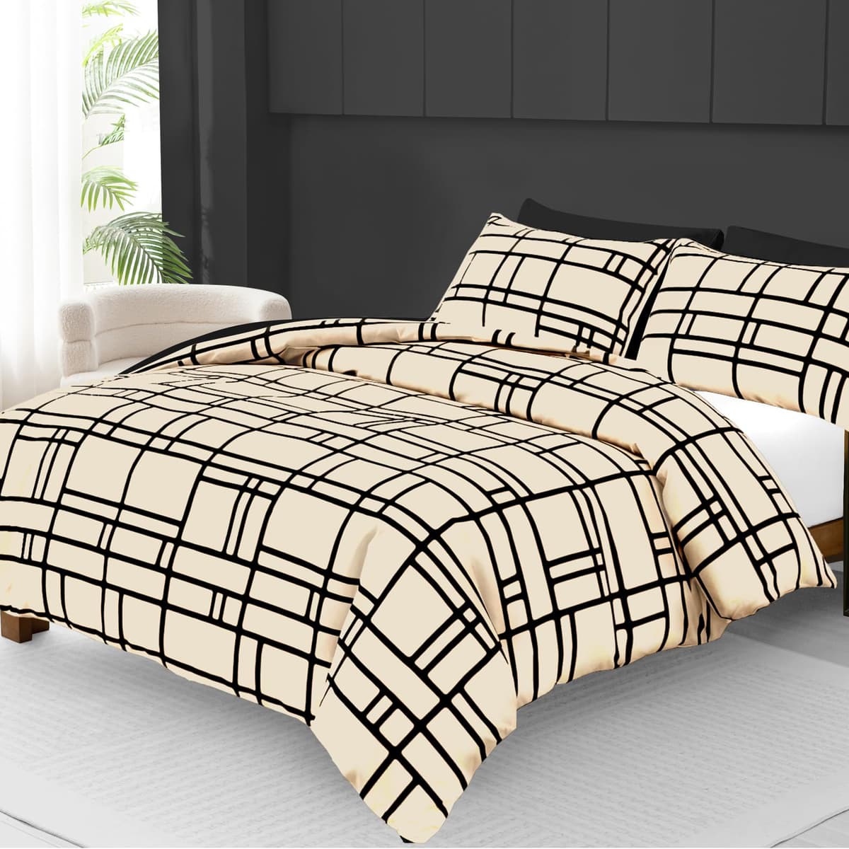 Pamposh 3 Pcs Single Duvet Cover Set with Matching Black Single Fitted Sheet 40 cm Extra Deep Pocket - UltraSoft Breathable Premium Microfibre Reversible Quilt Cover Bedding Set For All Seasons — view 76