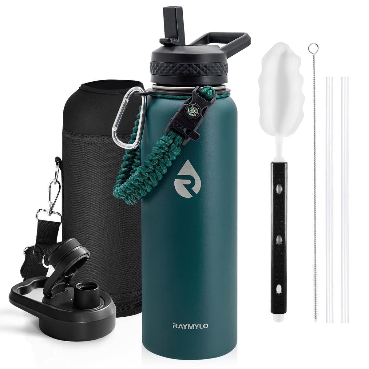 RAYMYLO One Gallon Water Bottle Insulated, Triple Walled Vacuum Stainless Steel (Cold for 48 Hrs), Leak Proof & Non-BPA, Large Water Flask Jug with Paracord Handle & Straw Spout Lids — view 53