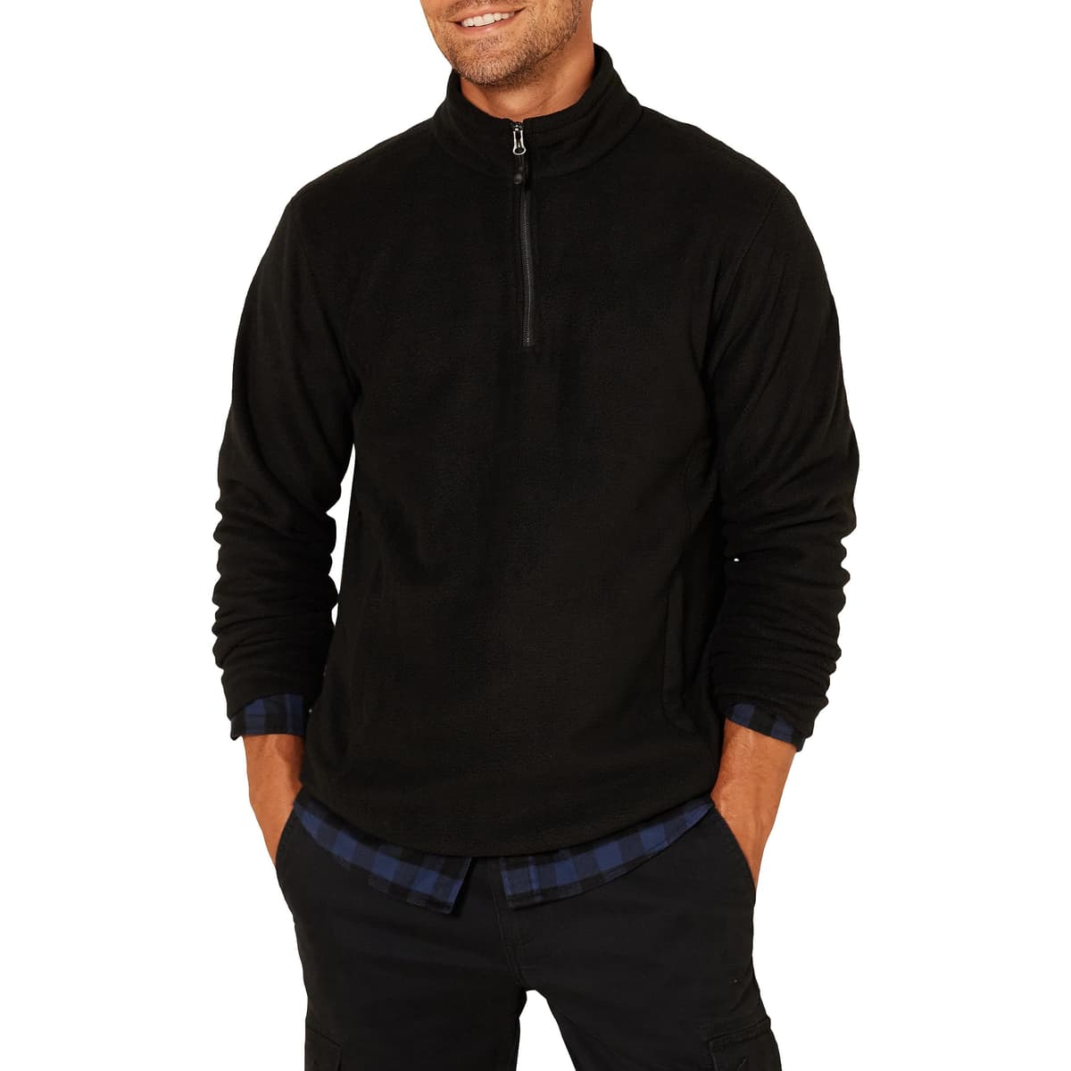 Amazon Essentials Hombre Chaqueta de Forro Polar con Cremallera de un Cuarto