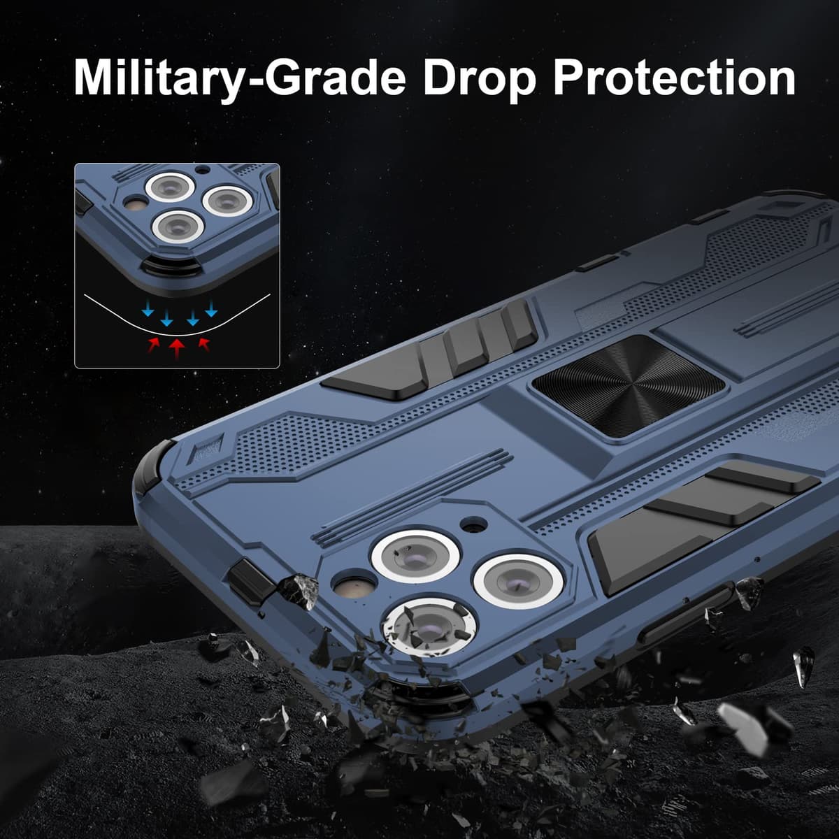 Funda para CMF Phone 2 Pro, Carcasa Antigolpes con Soporte anular metálico, Case Protectora de Grado Militar, Negro — view 417