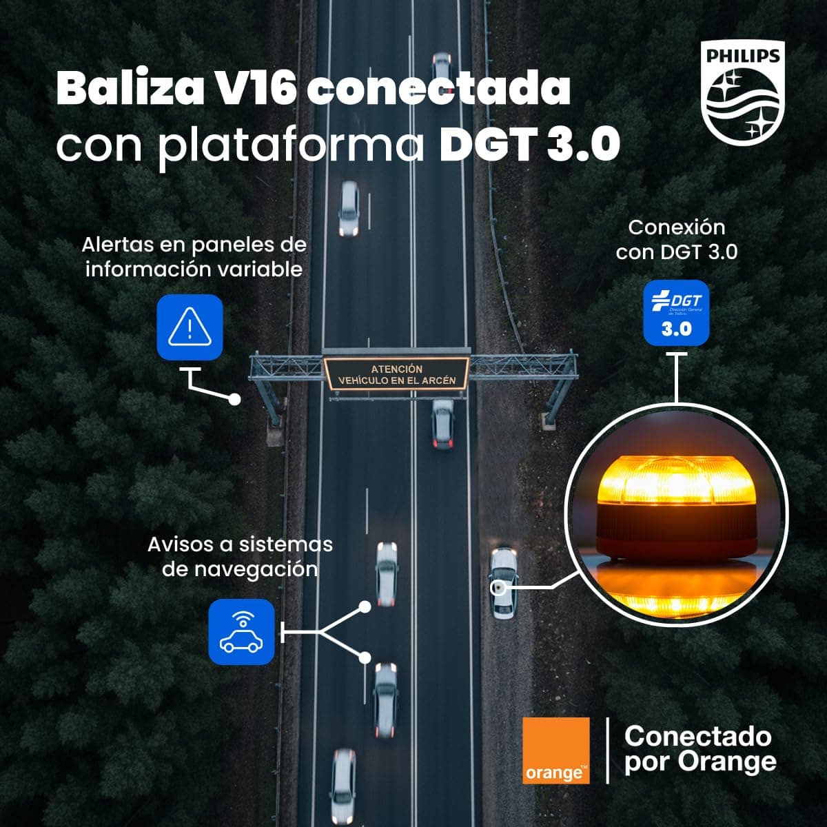 Philips Emergency Beacon V16 with Geolocation and DGT 3.0 Connection – Approved, Data Plan Included, Magnetic Base, High Visibility 1 km, Rain and Wind Resistant, AA Batteries Included — view 4
