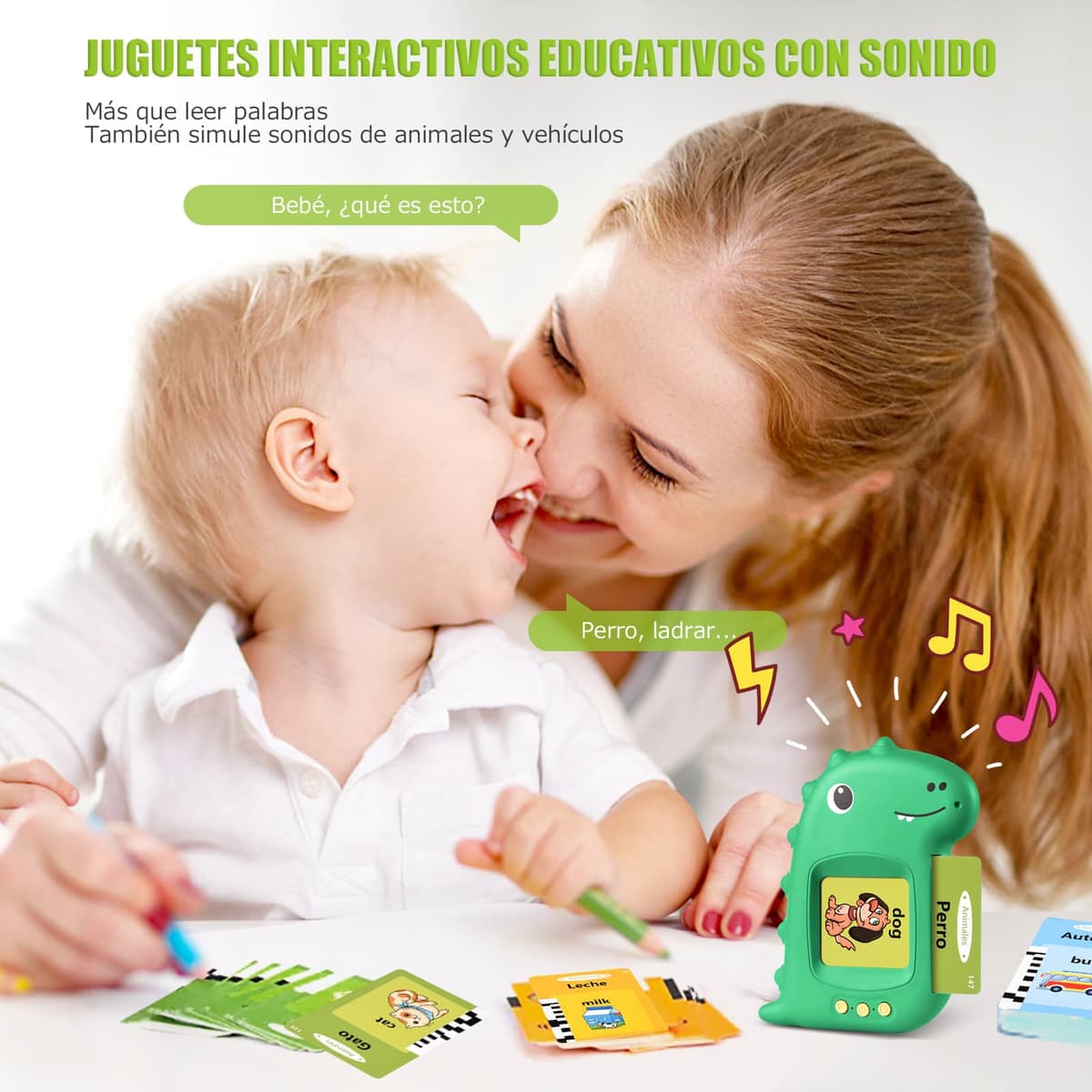 Tarjetas Flash Parlantes 510 Palabras Tarjeta Flash Parlante Juguetes Educativos Niños para 3+ Años 255 Tarjetas Flash Parlantes Juguetes de Aprendizaje Talking Flash Card (España Verde) — view 4