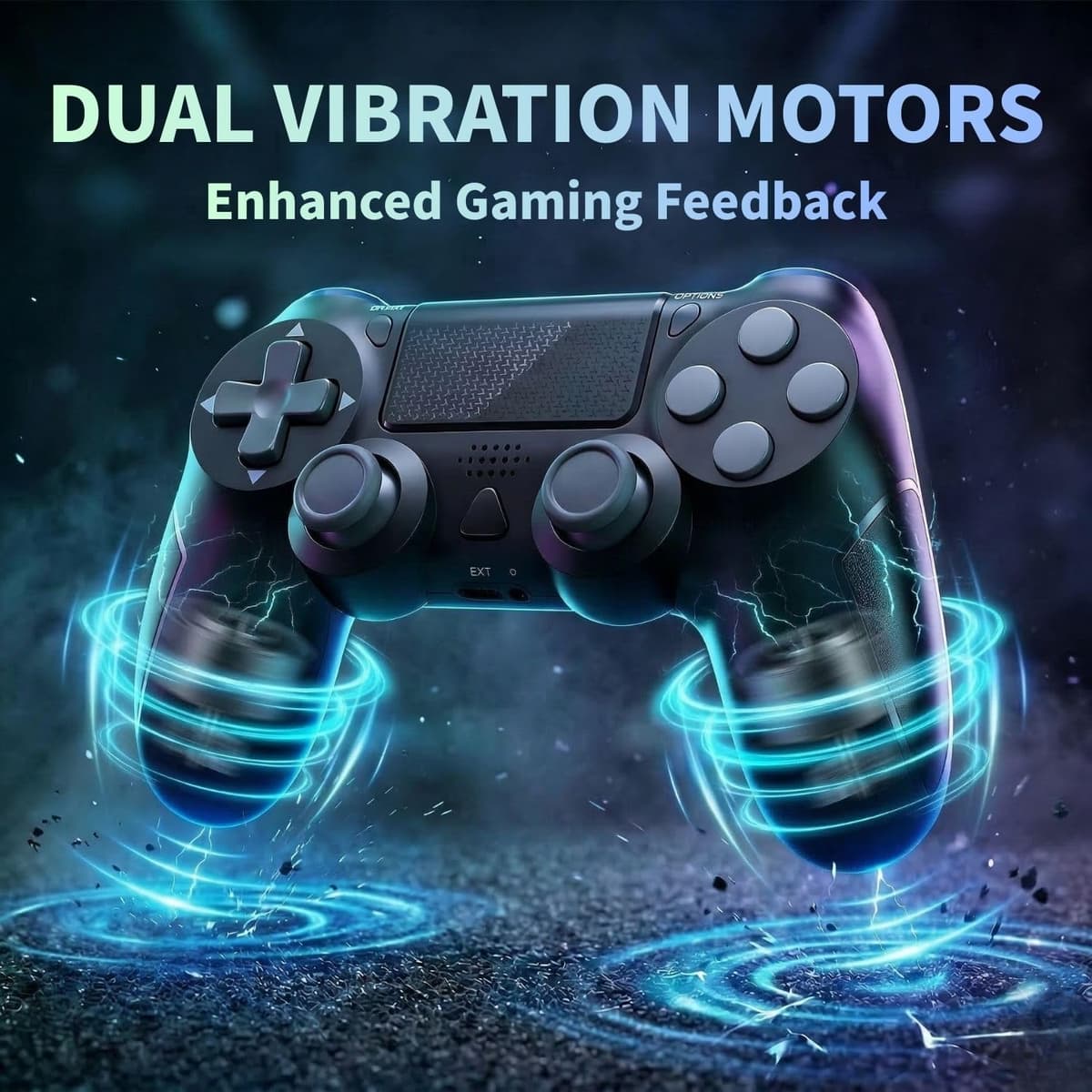 BJXOZ Wireless Controller for PS4, Gamepad with Type-C Port/Hyper-Sensitive 360° Sticks/Vibration/Ergonomic Grip/Speaker/6-Axis Sensor/Audio Jack/Multi Touch Pad, for PS4/Slim/Pro/PC — view 2