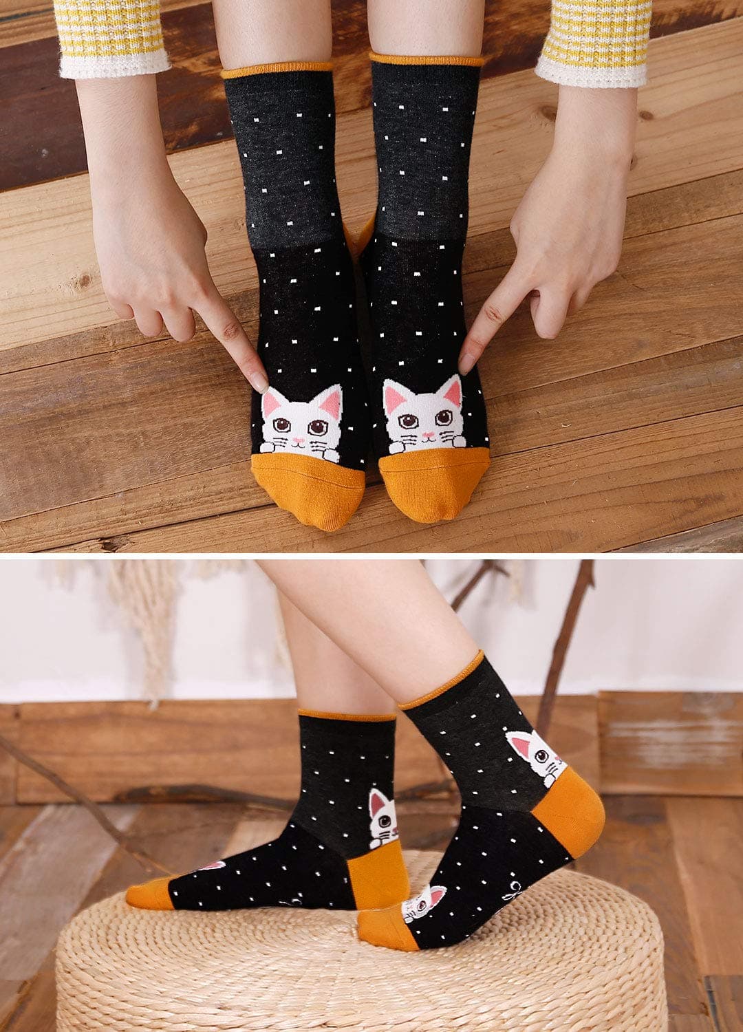 PUTUO Calcetines Divertidos Mujer Calcetines Térmicos, Calcetines de Algodón Mujer Calcetines Animales Lindos, 5 Pares — view 5