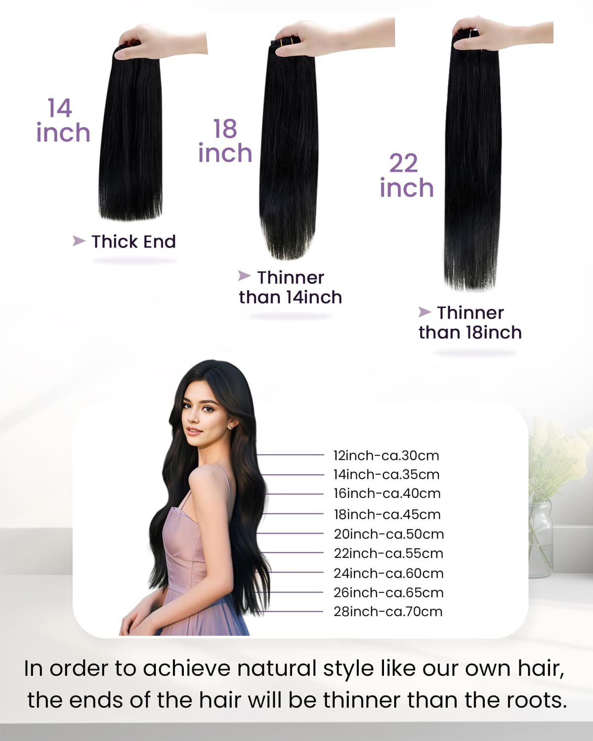 LaaVoo Hair Extensions Clip in Real Human Hair Brown Clip in Hair Extensions Dark Brown Remy Straight Hair Full Head Double Weft 80g 5pcs 14 Inch #4 — view 6