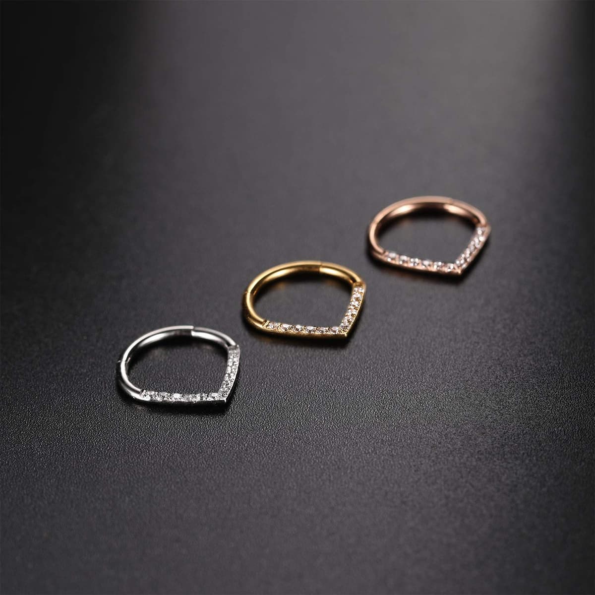 hengkaixuan Teardrop Daith Earrings Septum Jewellery Nose Hoop Ring Surgical Steel Daith Rook Tragus Piercing Jewellery Septum Clicker Ring Small Hoop Earring — view 5