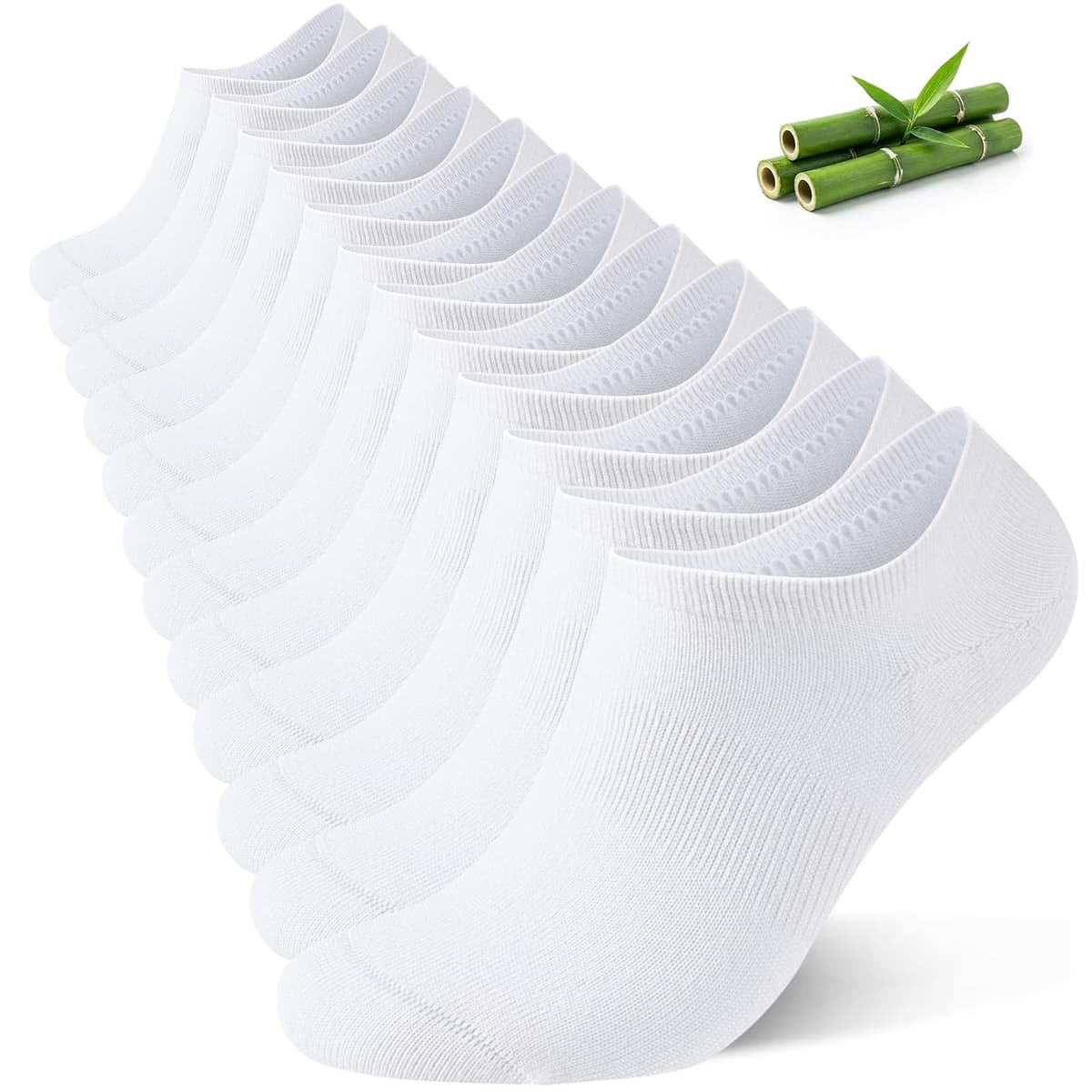 Niorasen Calcetines Invisibles Hombre y Mujer de Bambú 6 Pares, Pinkies Unisex Transpirables con Silicona Antideslizante, Calcetines Bajos para Zapatillas y Mocasines, Talla 35-50 — view 12