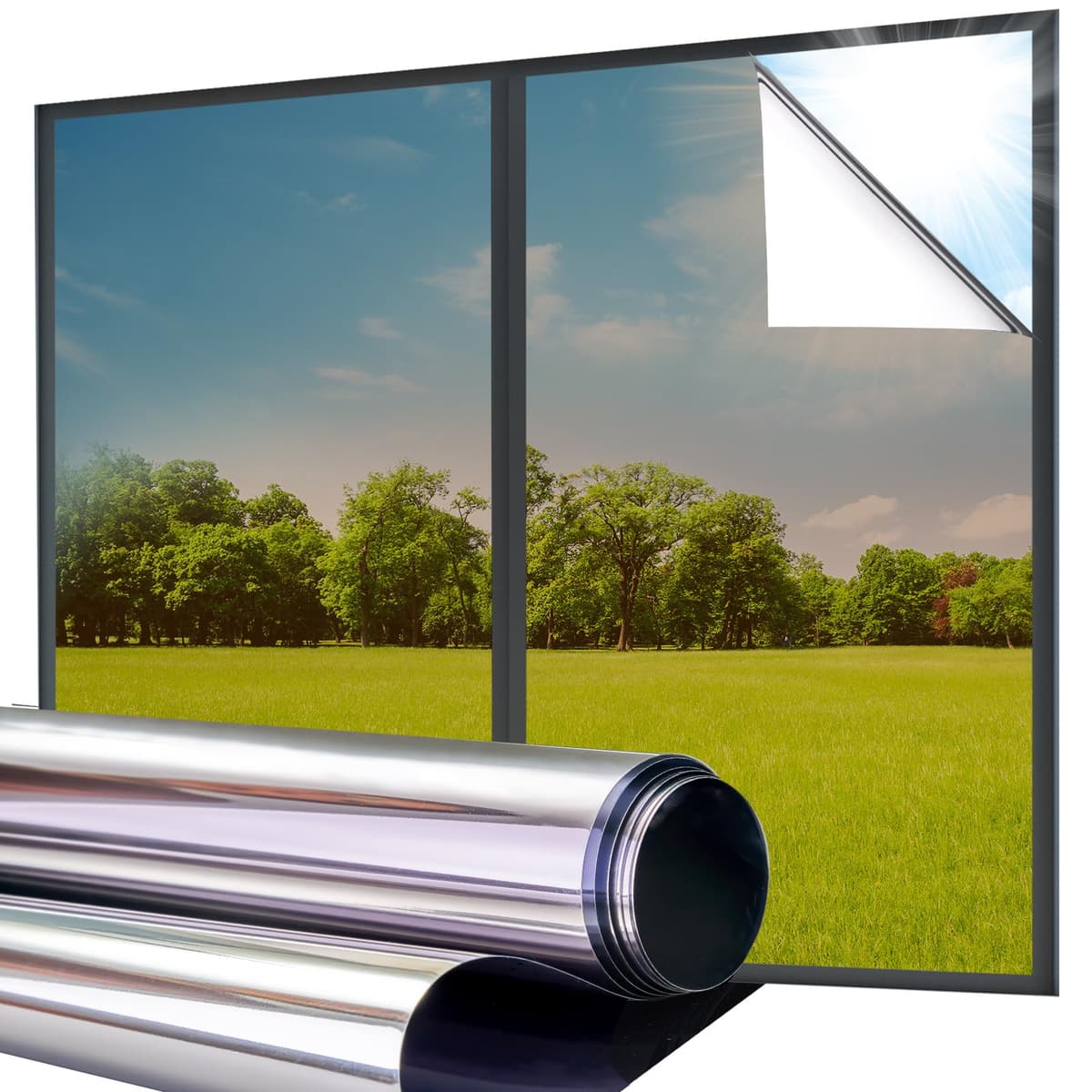 Lifetree Reflective One Way Window Film Privacy: Mirror Window Tint Film Heat Control Sun Blocker, UV Anti Glare Film Clear Day and Night for Home Office (Silver, 44.5 * 200cm) — view 17