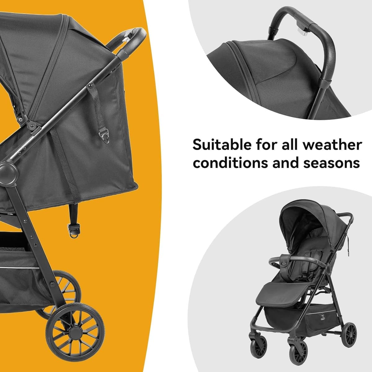 Cochecito Bebe Ligero, Silla de Paseo Reversible y Compacta con Reclinado Multiposición, Cochecito para Bebés y Niños Pequeños Desde El Nacimiento, Carrito con Portavasos y Capota (Gris) — view 4