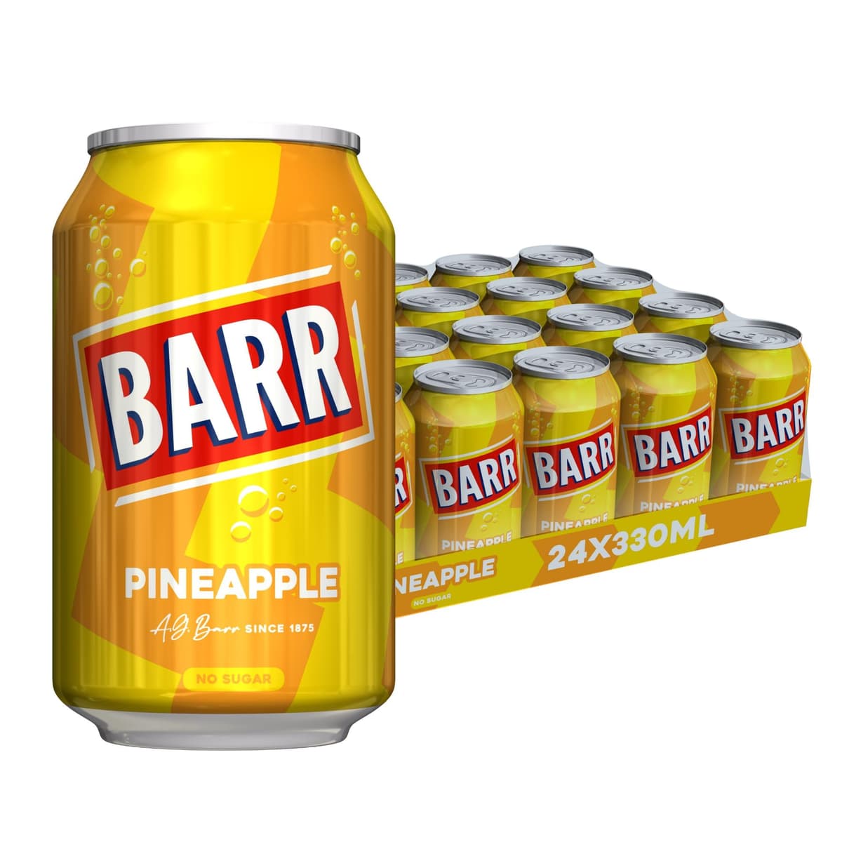 BARR 24 Pack American Cream Soda, Zero No Sugar Sparkling Soft Drink with a Creamy Taste of American Cream Soda Fizzy Pop, 24 x 330ml Cans — view 20