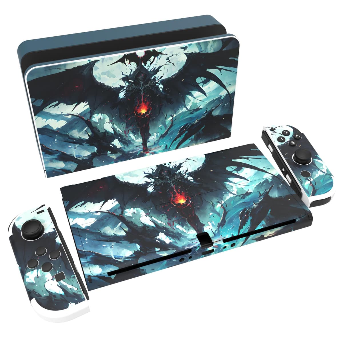 playvital Full Set Protective Stickers for Nintendo Switch OLED Model, Customized Vinyl Decal Skins for Switch OLED Console & Joycon & Dock & Grip - Nebula Galaxy — view 14
