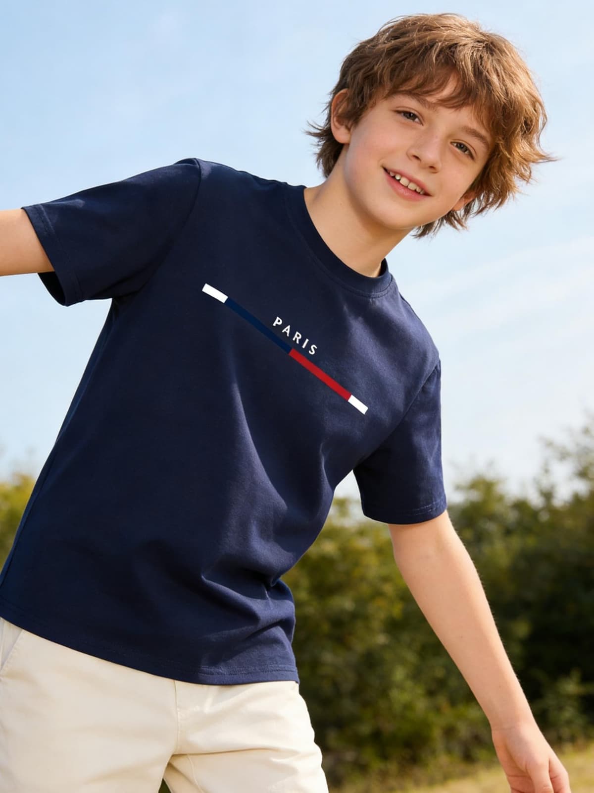 Paquete de 3 camisetas estampadas de manga corta con cuello redondo para niños de 8 a 14 años — view 2