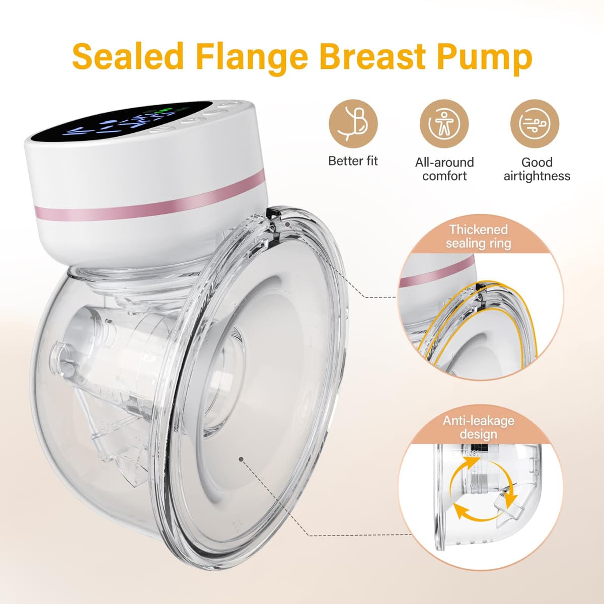 Electric Breast Pump 180ml Wearable Breast Pump Hands Free Breast Pump Portable Cordless Pump with 5 Modes & 15 Levels for Nursing Mums and Working Mothers — view 6