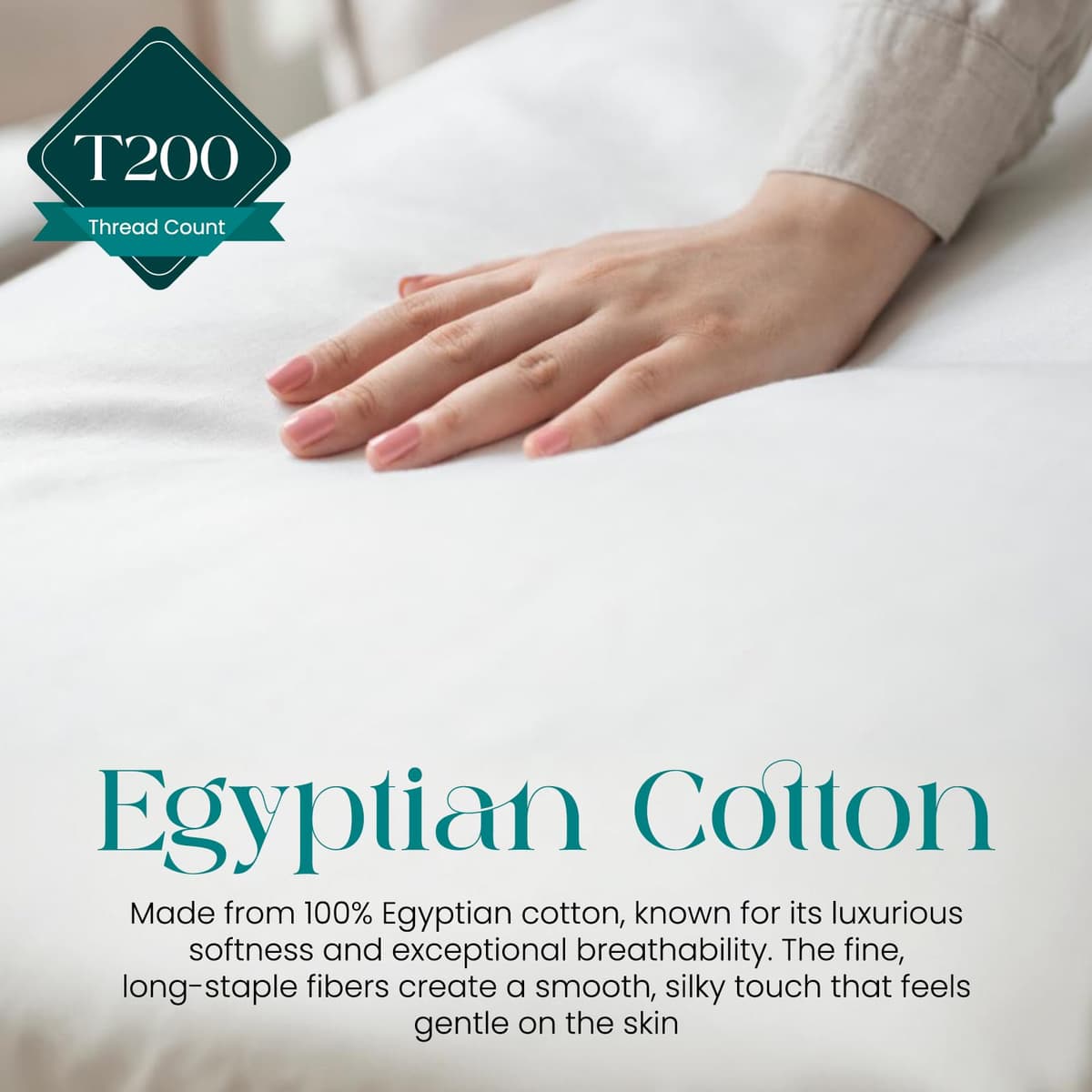 Linens World Egyptian Cotton Fitted Sheets Breathable, Anti Wrinkle 40cm Deep Pocket 200 Thread Count Bed Sheets Double Bedding & Linen- White Bedding Double 137 X 190 CM Double Fitted Sheet — view 6