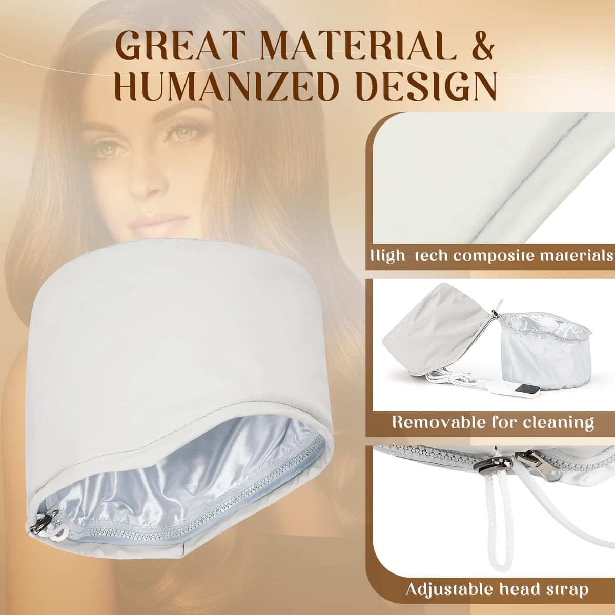 SPTHTHHPY Gorro de Calentamiento Calor Pelo, Cuidado del Cabello con Vapor Eléctrico Para Spa, Belleza Nutritivo,Gorro de Tratamiento Termico Para Uso en El Hogar — view 4
