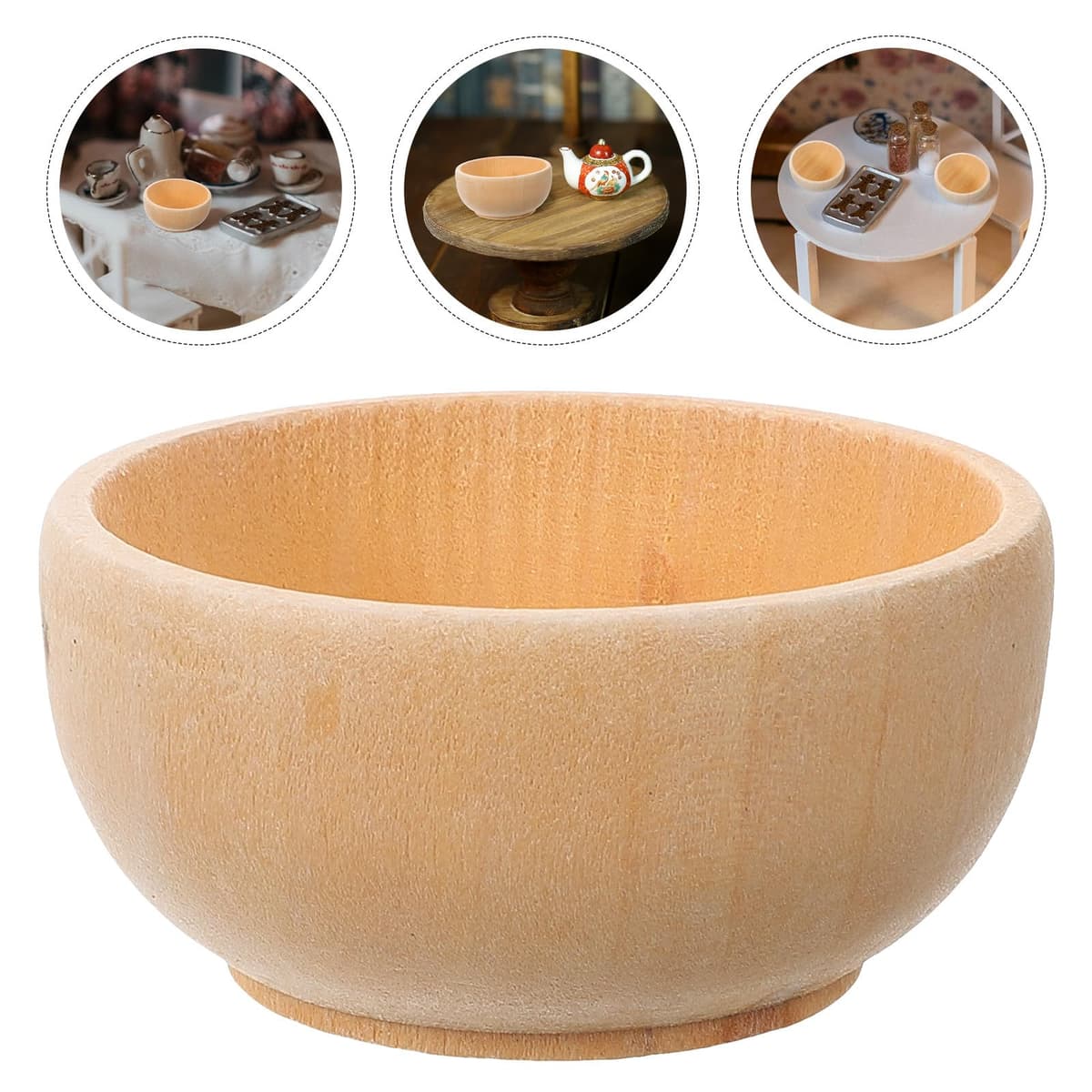 4Pcs Unfinished Small Wooden Bowls Set for Montessori Heuristic Play and DIY Painting Craft — view 9