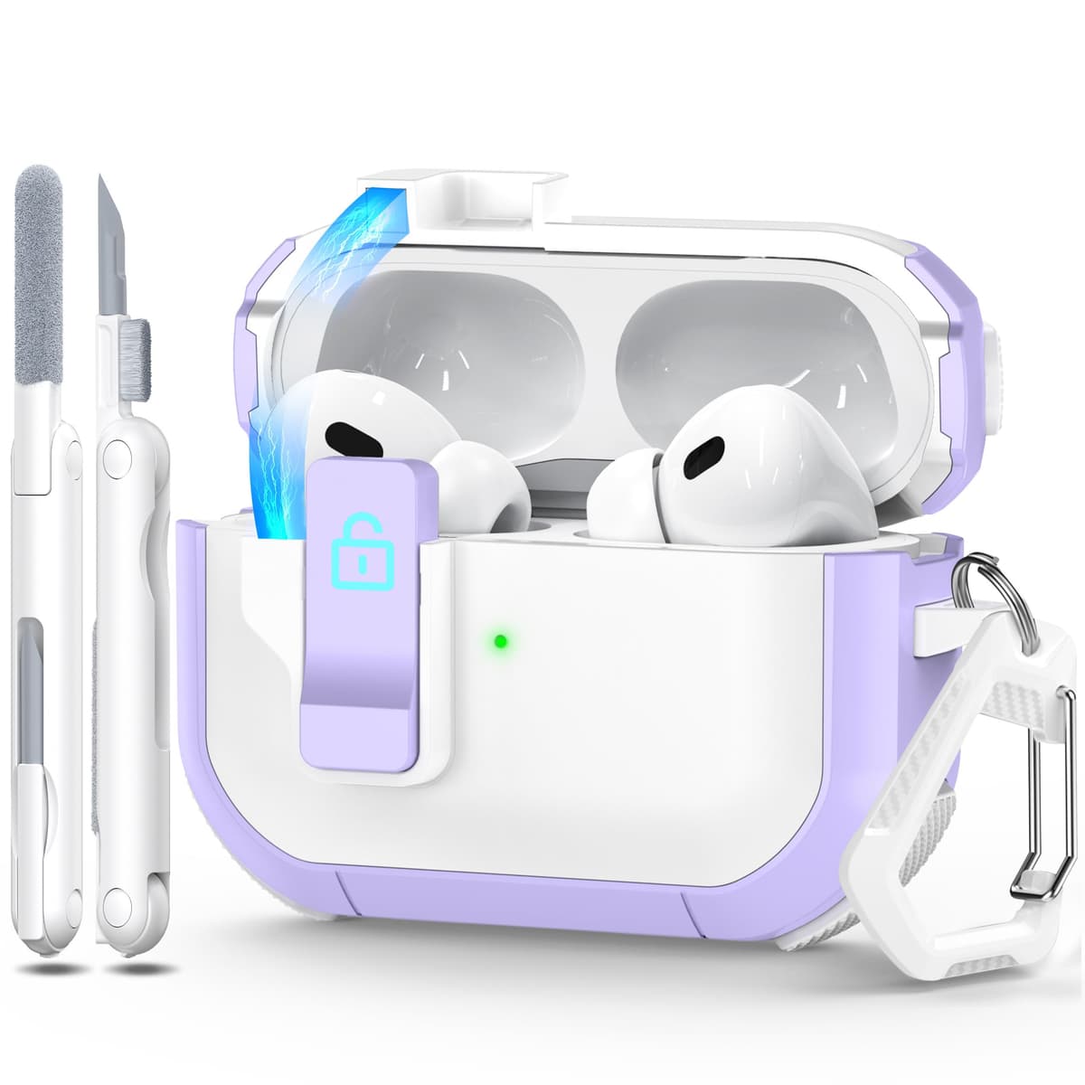 RFUNGUANGO Compatible con Airpods 4 Estuche (2024) con Kit de Limpieza, Clip de Bloqueo Seguro y Estuche de Protección a Prueba de Golpes para Airpods 4ta Generación Lanzamiento 2024,Cielo Estrellado — view 21