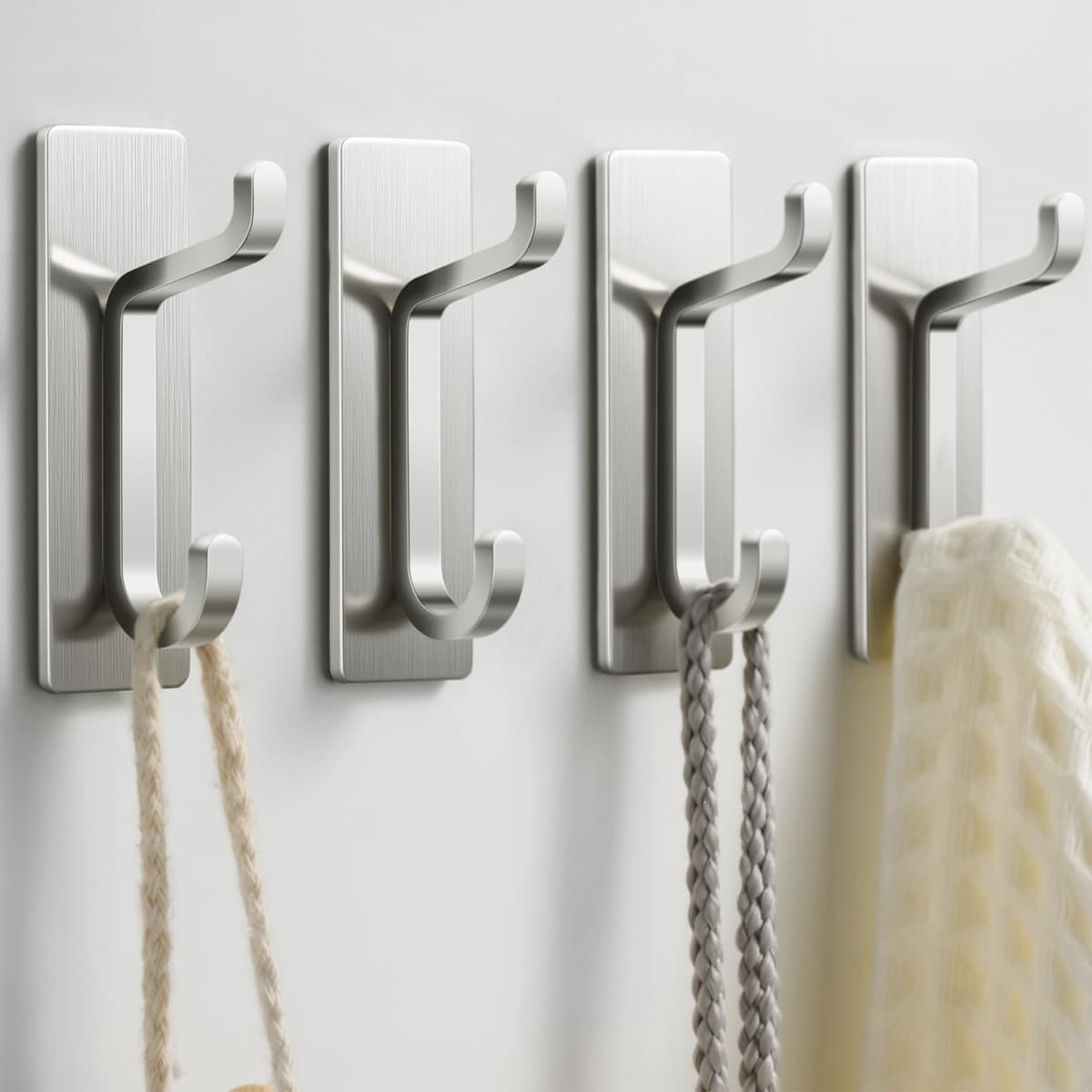 Self Adhesive Hooks, Extra Sticky and Strong, Hanging up to 6KG, Heavy Duty Stick on, No-Nail Hook for Back of Door, Black, 4 Pack — view 14