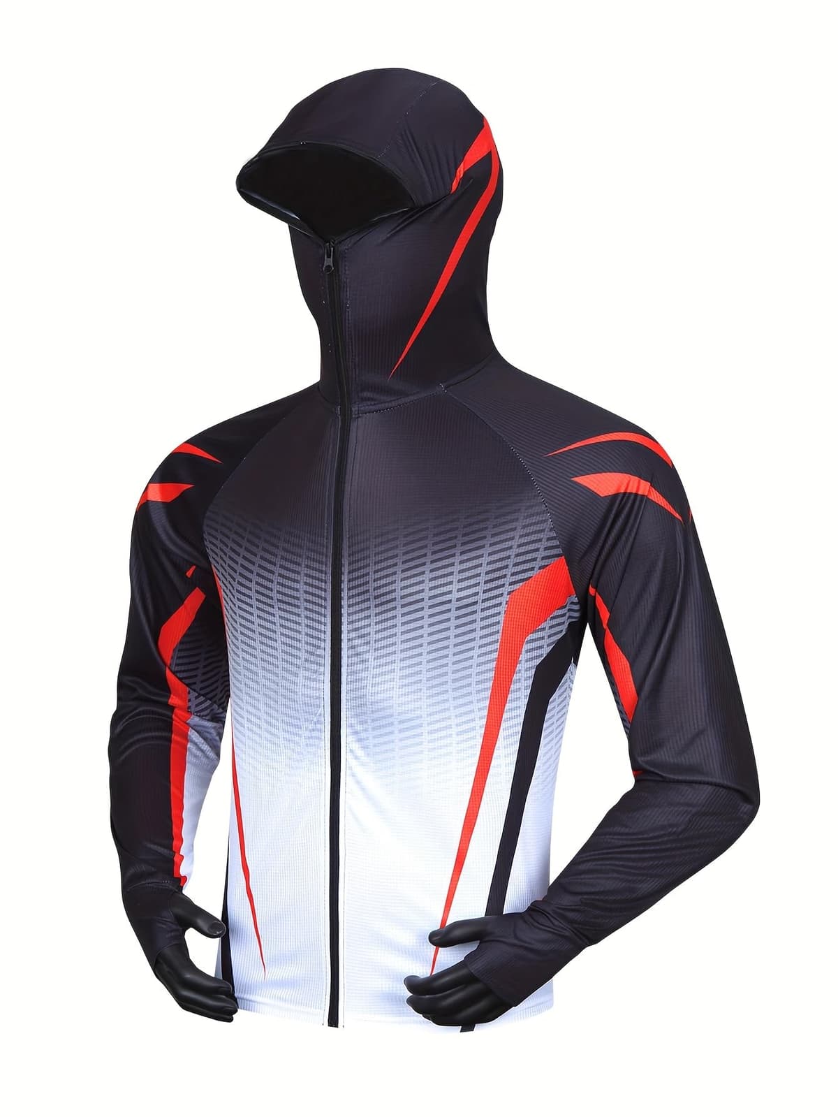Chaqueta deportiva con capucha para hombre, cortavientos con cremallera completa, con agujeros para el pulgar, elegante diseño degradado — view 4