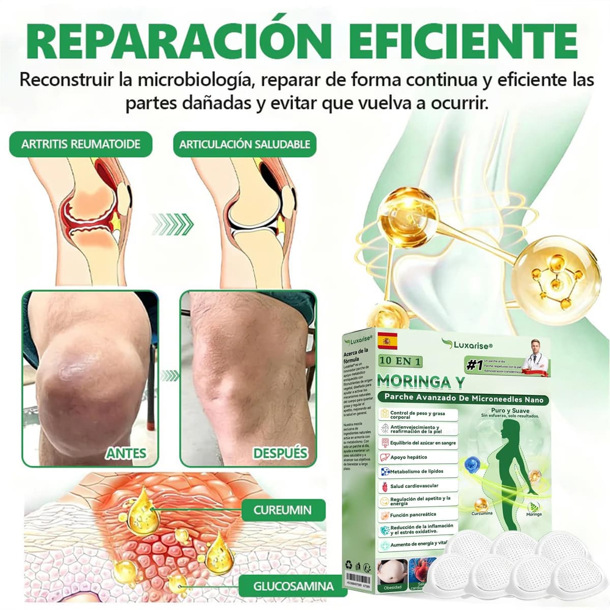 Luxarise 10 EN 1 Moringa Parche Avanzado, 2026 Nuevo Moringa Parches, Luxarise Parches adelgazantes, Ingredientes Naturales, para hombres y mujeres (4 Caja) — view 3