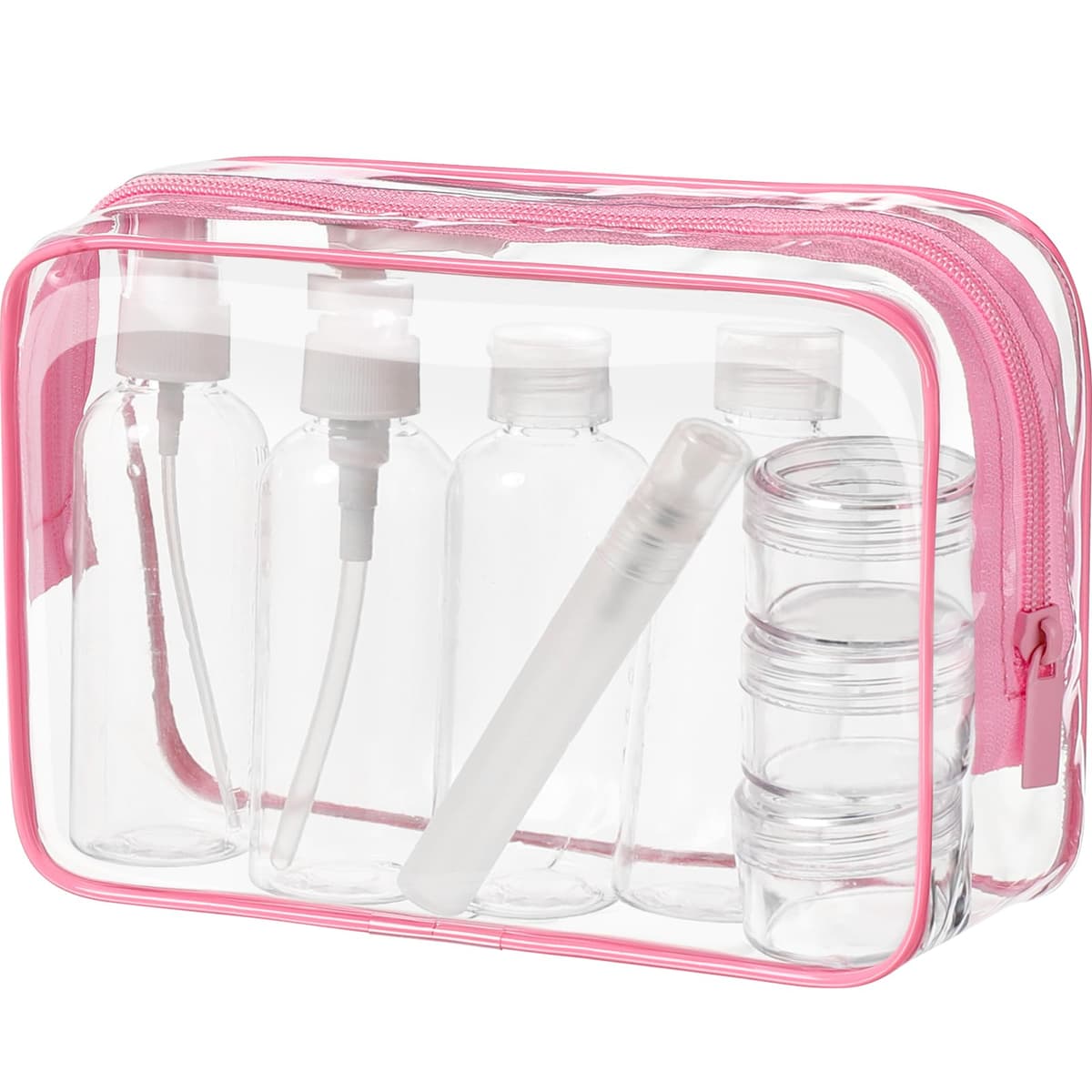 MOCOCITO Neceser Transparente con 8 Botellas de Viaje (MAX.100ml) y 1 Bolsa de Vuelo para Líquidos (20x20 CM,1L), Bolsa de Cosméticos Impermeable para Hombre y Mujer — view 15