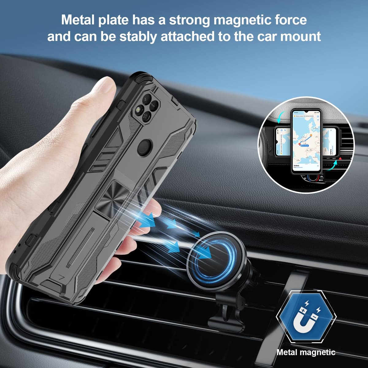 Funda para CMF Phone 2 Pro, Carcasa Antigolpes con Soporte anular metálico, Case Protectora de Grado Militar, Negro — view 478