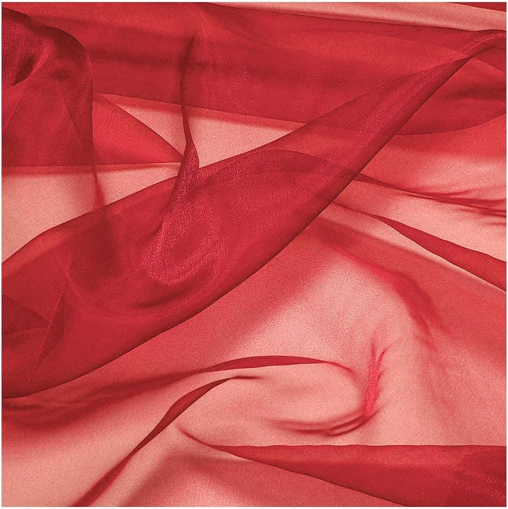 MDS Pack of 5 Yard Sheer Organza Fabric for Wedding Party Home Event Banquet Decorations, Backdrop Curtain Craft Dress Sewing Fashion DIY Crystal Organza Tulle Fabric Bolt 44” Wide - Red — view 4