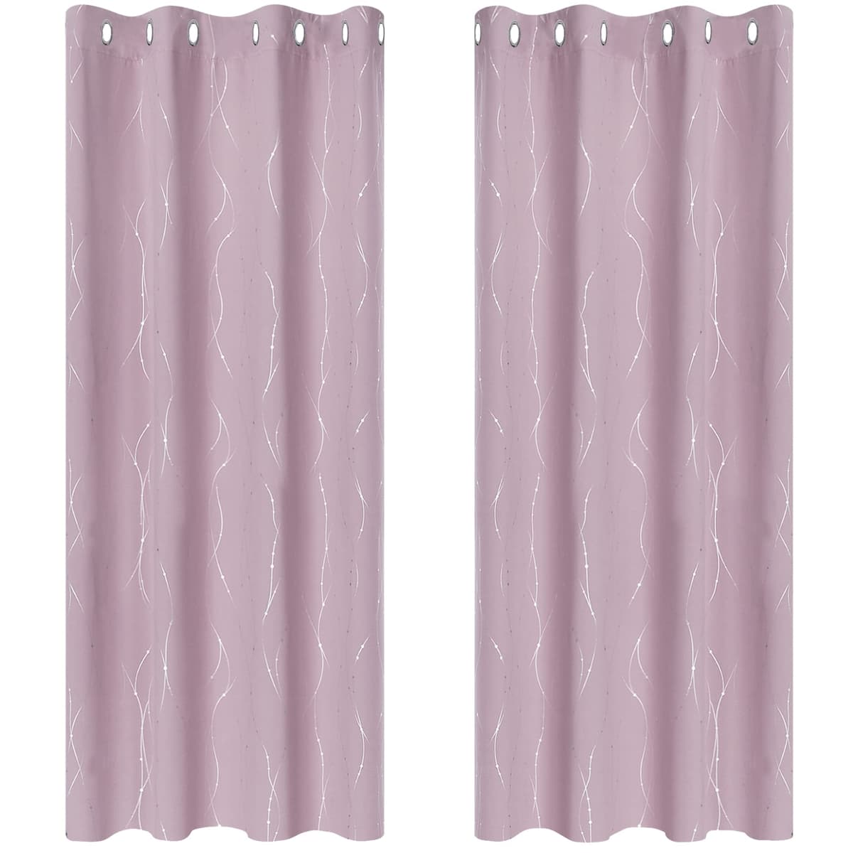 Deconovo Soft Dotted Line Foil Printed Blackout Curtains Thermal Insulated Curtains Eyelet Energy Efficiency Room Darkening Curtains for Bedroom 52 x 72 Inch Light Grey 2 Panels — view 71