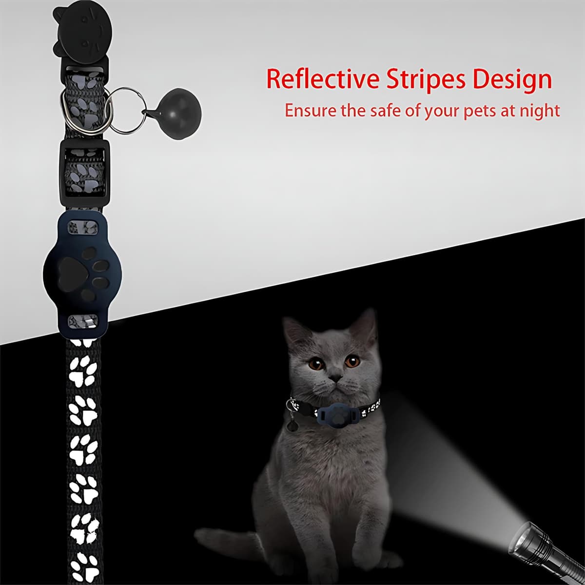 Collar GPS Gatos, GPS para Gatos sin Cuota Mensual, No Requiere SIM (Solo Android), Collar Localizador Compatible con goo- gle Find My (Collar + rastreador Negra) — view 3