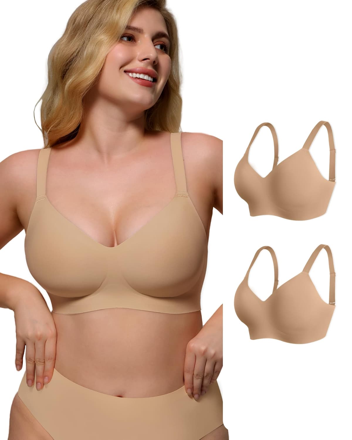 As Fairy Womens Soft Comfortable No Underwire Bras V Neck Seamless Push Up Bralettes Full Coverage Tshirt Brassiere — view 8